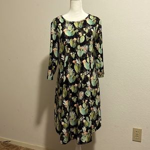 Black cactus print dress